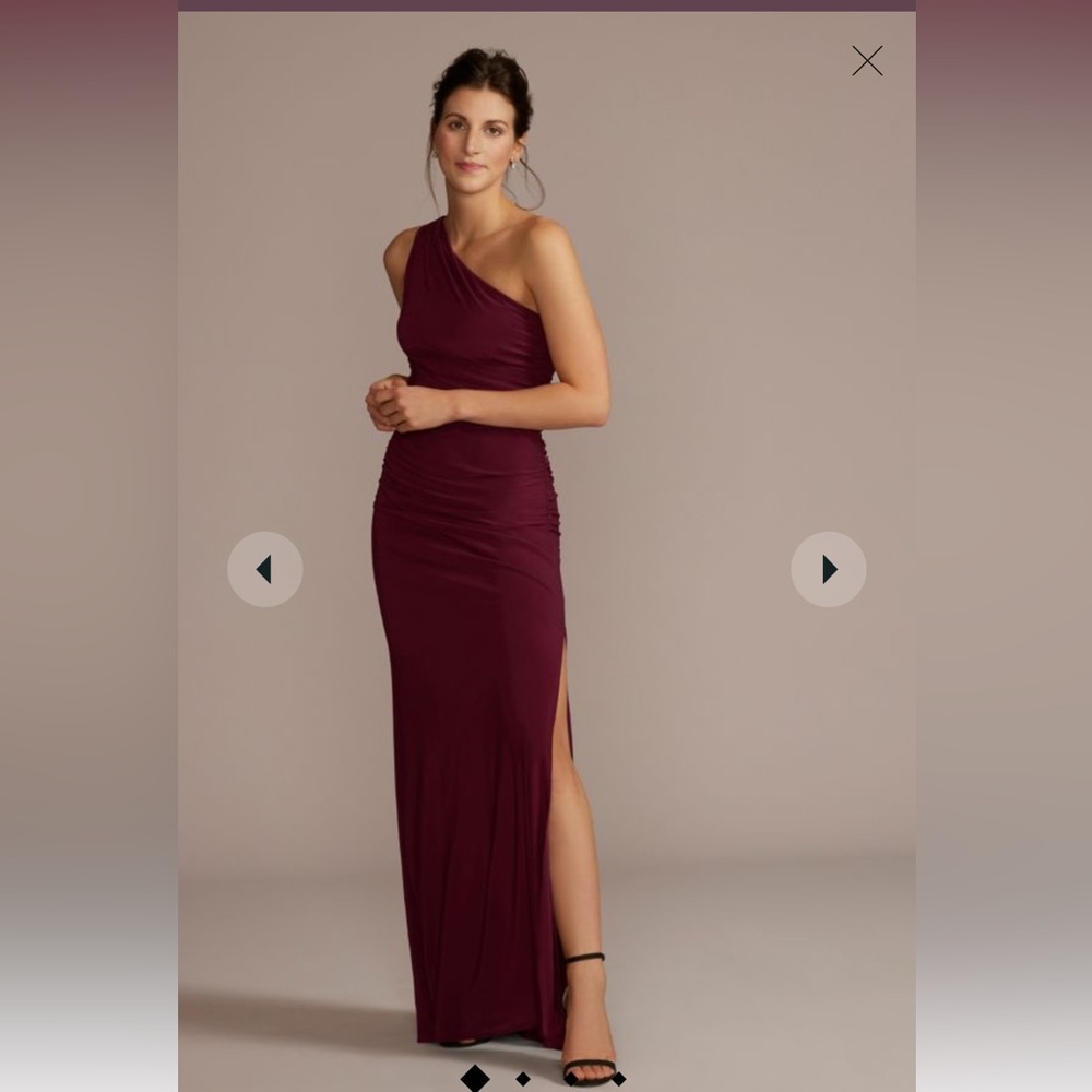 NWT Ruched One-Shoulder Stretch Jersey Dress DB Studio 6 Wine